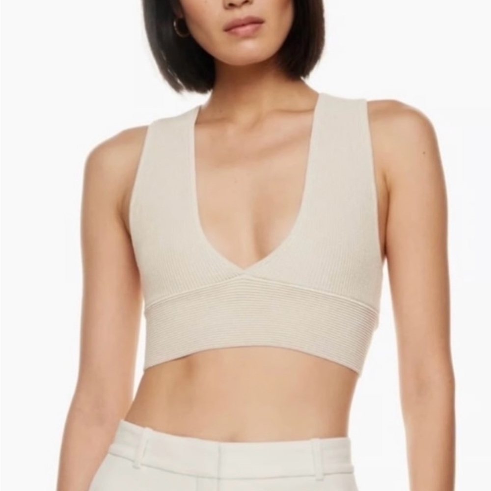 Aritzia Babaton Sculpt Knit Deep V Ribbed Crop Top